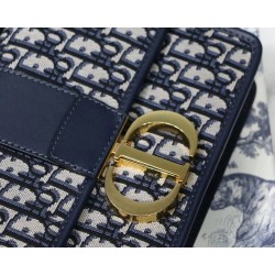 Dior 30 Montaigne Bag In Blue Oblique Jacquard Canvas CDBS2012