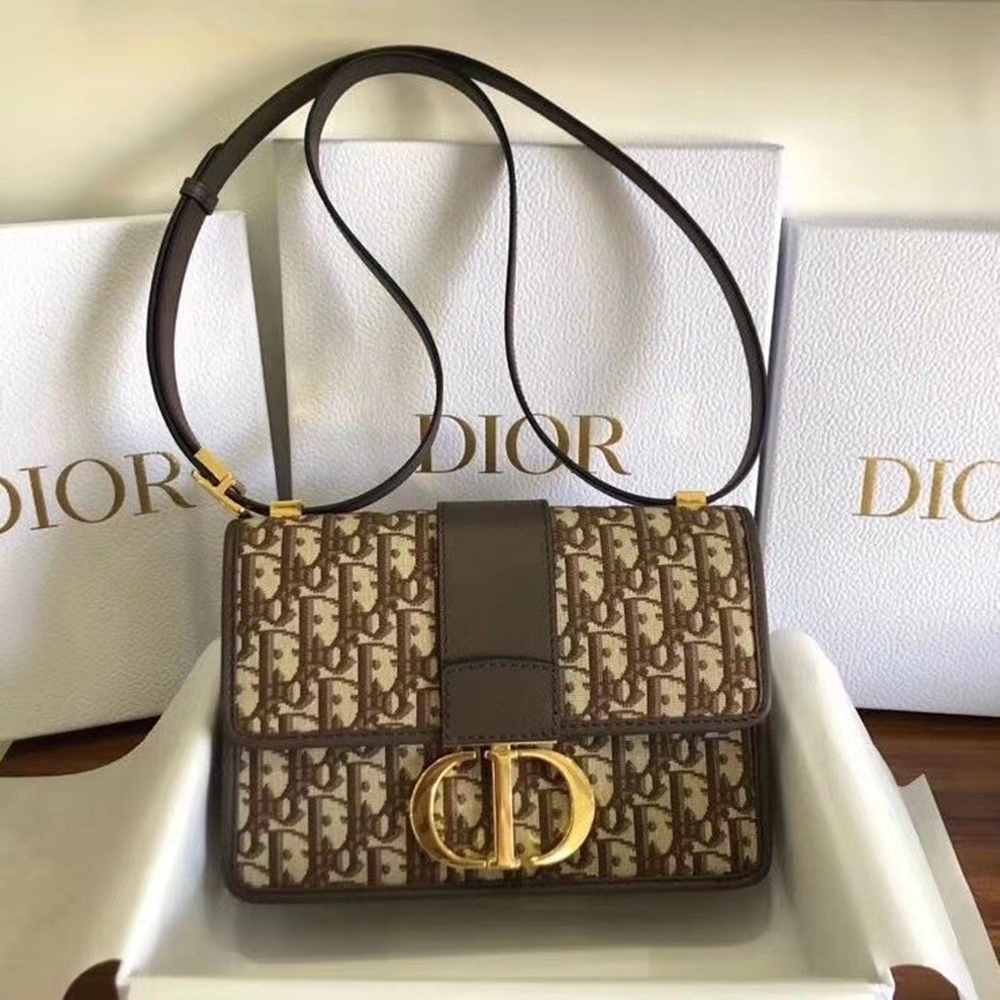 Dior 30 Montaigne Bag In Brown Oblique Jacquard Canvas CDBS2014