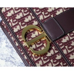 Dior 30 Montaigne Bag In Burgundy Oblique Jacquard Canvas CDBS2015