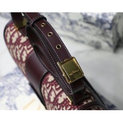 Dior 30 Montaigne Bag In Burgundy Oblique Jacquard Canvas CDBS2015