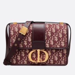 Dior 30 Montaigne Bag In Burgundy Oblique Jacquard Canvas CDBS2015