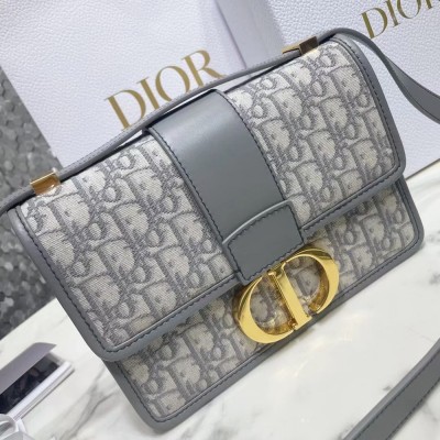 Dior 30 Montaigne Bag In Grey Oblique Jacquard Canvas CDBS2017