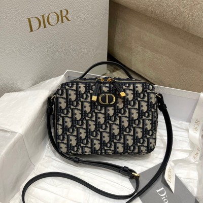 Dior 30 Montaigne Box Bag In Blue Dior Oblique Jacquard CDBS2022