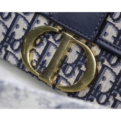 Dior 30 Montaigne Box Bag In Blue Oblique Canvas CDBS2023