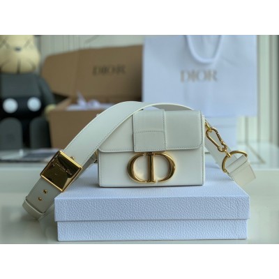 Dior 30 Montaigne Box Bag In White Box Calfskin CDBS2026