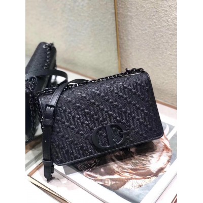 Dior 30 Montaigne Chain Bag In Black Braided Lambskin CDBS2027