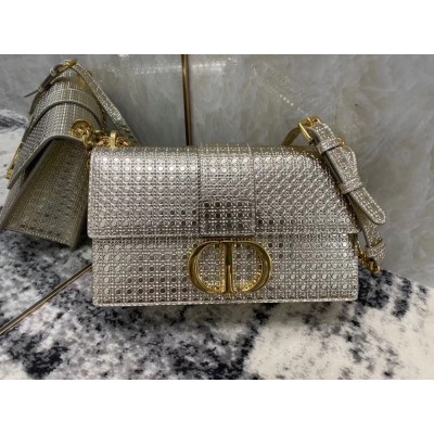 Dior 30 Montaigne Chain Bag In Metallic Gold Calfskin CDBS2028