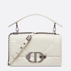 Dior 30 Montaigne Chain Bag With Handle In White Lambskin CDBS2937