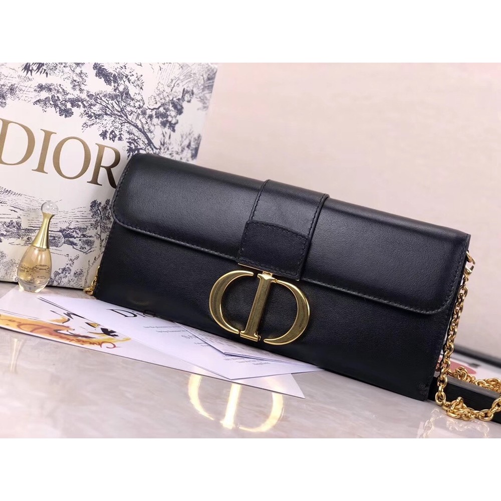 Dior 30 Montaigne Clutch Bag In Black Lambskin CDBS2030