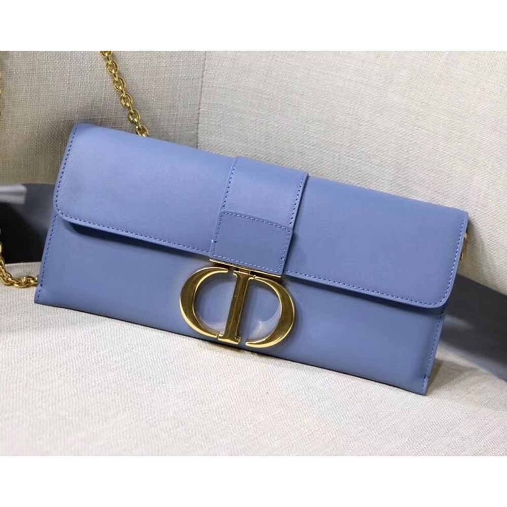 Dior 30 Montaigne Clutch Bag In Denim Blue Calfskin CDBS2032