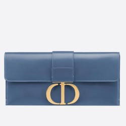 Dior 30 Montaigne Clutch Bag In Denim Blue Calfskin CDBS2032