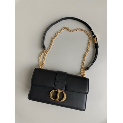 Dior 30 Montaigne East-West Bag With Chain in Black Calfskin CDBS2033