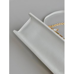 Dior 30 Montaigne East-West Bag With Chain in White Calfskin CDBS2036