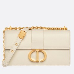 Dior 30 Montaigne East-West Bag With Chain in White Calfskin CDBS2036