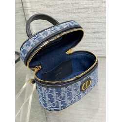 Dior 30 Montaigne Mini Vanity Case in Blue Denim Oblique Jacquard CDBS2037