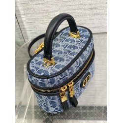 Dior 30 Montaigne Mini Vanity Case in Blue Denim Oblique Jacquard CDBS2037