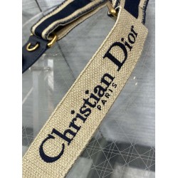 Dior Adjustable Shoulder Strap With Ring in Blue Embroidery Canvas CDBS2046