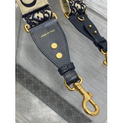 Dior Adjustable Shoulder Strap With Ring in Blue Oblique Embroidery CDBS2047