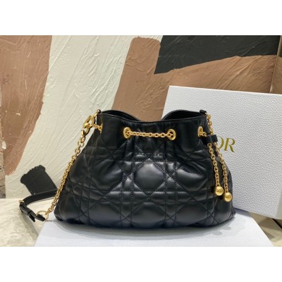 Dior Ammi Medium Bag in Black Macrocannage Lambskin CDBS2048