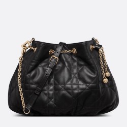 Dior Ammi Medium Bag in Black Macrocannage Lambskin CDBS2048