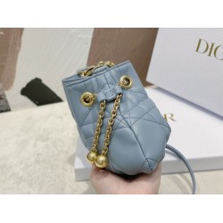 Dior Ammi Small Bag in Blue Macrocannage Lambskin CDBS2051