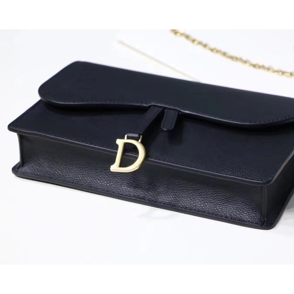 Dior Black Calskin Saddle Chain Clutch CDBS2056