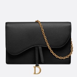 Dior Black Calskin Saddle Chain Clutch CDBS2056