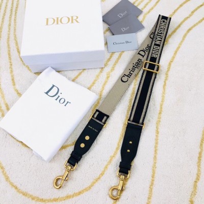 Dior Black Embroidery Adjustable Shoulder Strap CDBS2060