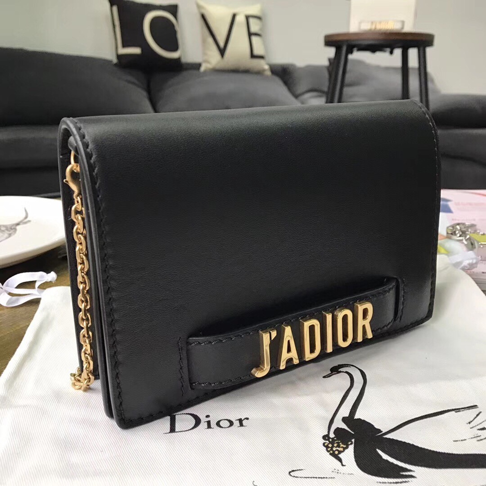 Dior Black J'Adior Wallet On Chain Pouch CDBS2062