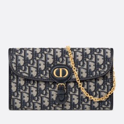 Dior Bobby East-West Chain Pouch in Blue Oblique Jacquard CDBS2081