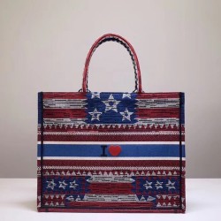 Dior Book Tote Bag In American Flag Embroidered Canvas CDBS2088