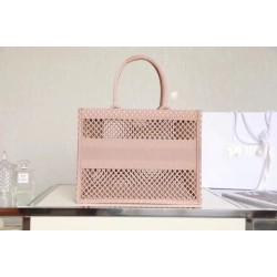 Dior Book Tote Bag In Beige Mesh Embroidery CDBS2089