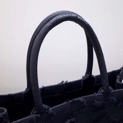 Dior Book Tote Bag In Black Camouflage Embroidered Canvas CDBS2091