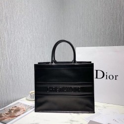 Dior Book Tote Bag In Black Smooth Calfskin CDBS2131