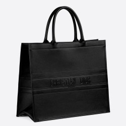 Dior Book Tote Bag In Black Smooth Calfskin CDBS2131