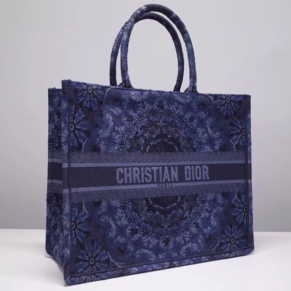 Dior Book Tote Bag In Blue KaleiDiorscopic Canvas CDBS2135