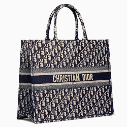 Dior Book Tote Bag In Blue Oblique Canvas CDBS2231