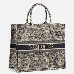 Dior Book Tote Bag In Blue Toile De Jouy Canvas CDBS2136