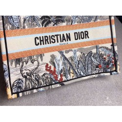 Dior Book Tote Bag In Denim Blue Toile De Jouy Tropicalia CDBS2103