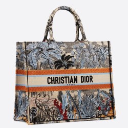 Dior Book Tote Bag In Denim Blue Toile De Jouy Tropicalia CDBS2103