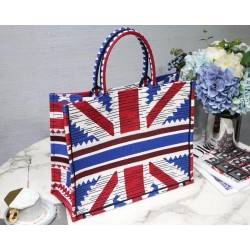 Dior Book Tote Bag In French Flag Embroidered Canvas CDBS2105