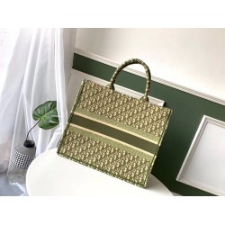 Dior Book Tote Bag In Green Oblique Canvas CDBS2109