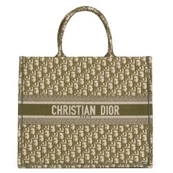 Dior Book Tote Bag In Green Oblique Canvas CDBS2109