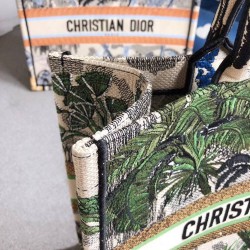 Dior Book Tote Bag In Green Toile De Jouy Tropicalia CDBS2110