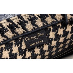 Dior Book Tote Bag In Houndstooth Embroidery Canvas CDBS2113