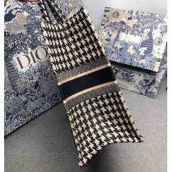 Dior Book Tote Bag In Houndstooth Embroidery Canvas CDBS2113