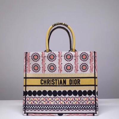 Dior Book Tote Bag In Multicolored Geometric Canvas CDBS2117