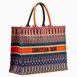 Dior Book Tote Bag In Multicolour Embroidered Canvas CDBS2134