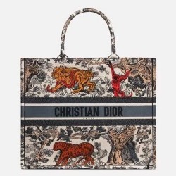 Dior Book Tote Bag In Multicolour Toile De Jouy CDBS2121