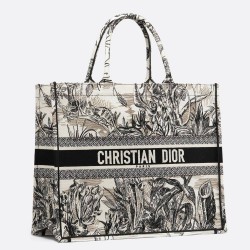 Dior Book Tote Bag In Toile de Jouy Carnivora Motif CDBS2126